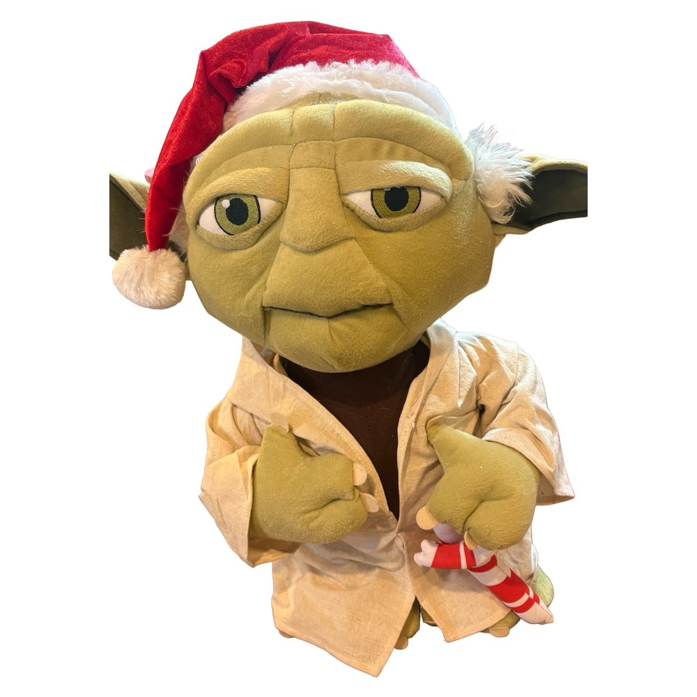 Star Wars Yoda Holiday Plush 21 Inch Santa Hat Candy Cane Christmas Decor